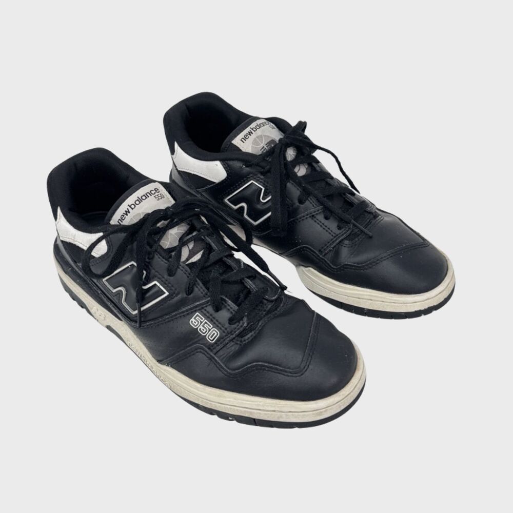 New Balance 550 Mens Shoes Black Leather Low Top Sneakers Retro BB550V1 US 10